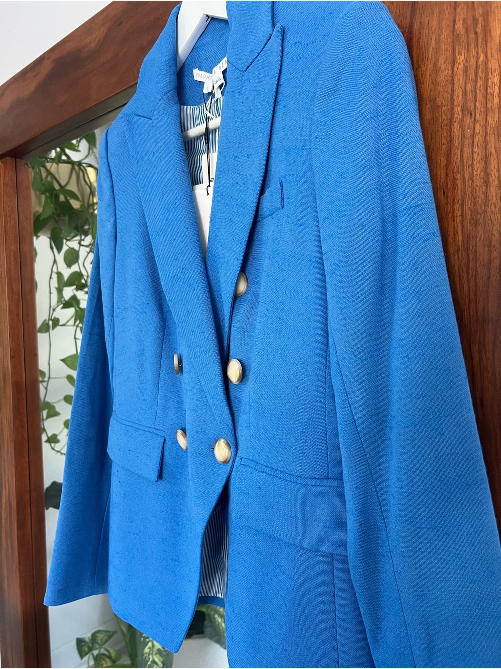 Veronica Beard Azure Blue Miller Dickey Double-Breasted blazer - Picture 7 of 14